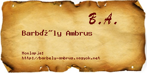 Barbély Ambrus névjegykártya