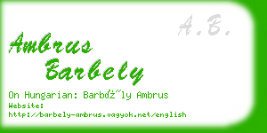 ambrus barbely business card